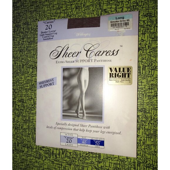 Vintage Worthington Sheer Caress Grey Extra Sheer Support Pantihose size long - Picture 2 of 6